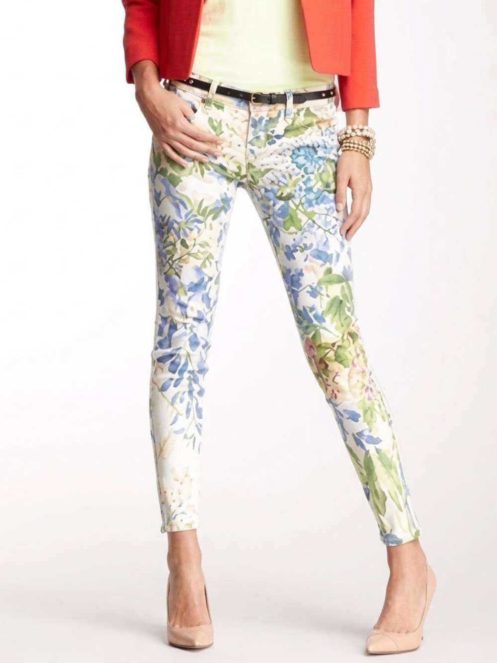 Genetic Denim 'The James' Floral Zipper Ankle Skinny Cropped Jeans Size 2